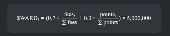 Reward formula for the Warden leaderboard